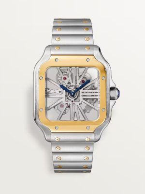 Santos De Cartier Watch, Large Model, Manual Winding, Steel Case, Yellow Gold