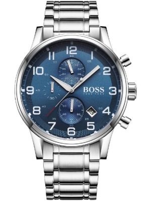 Hugo Boss Men's Chronograph Quartz Stainless Steel Blue Dial 44mm Watch 1513183