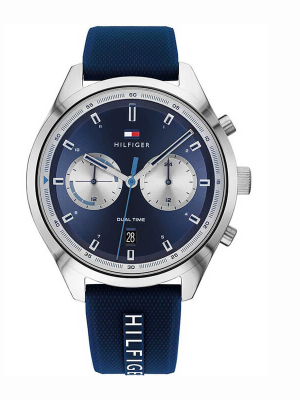 Tommy Hilfiger Men's Quartz Silicone Strap Blue Dial 44mm Watch