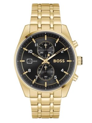 BOSS LINK-BRACELET CHRONOGRAPH WATCH WITH BLACK DIAL