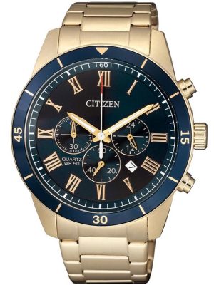 Citizen Men’s Chronograph Blue Dial Rose Gold Bracelet Watch