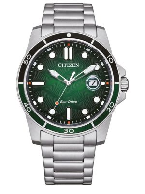 Citizen  Men’s Eco-Drive Green Dial Stainless Steel Watch
