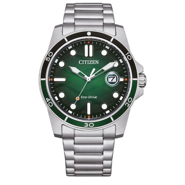 Citizen  Men’s Eco-Drive Green Dial Stainless Steel Watch