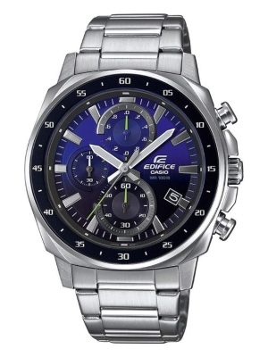 CASIO EDIFICE Men’s Chronograph Blue-Black Dial Silver Stainless Steel Bracelet Watch Watch