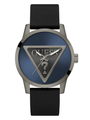 Guess Men’s Black Gunmetal Case Black Silicone Watch