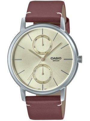 Casio Men’s Champagne Gold Dial Brown Leather Watch
