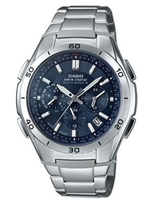 Casio Men’s Wave Ceptor Solar Radio-Controlled Analog-Digital Silver Bracelet Watch