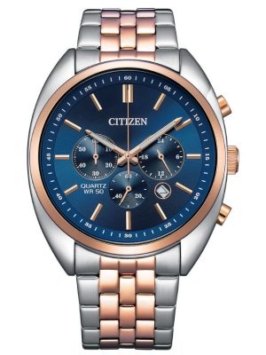 Citizen  Men’s Blue Dial Chronograph Two-Tone Stainless Steel Bracelet Watch