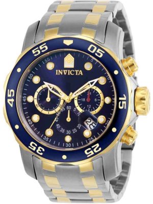 Invicta  Men’s Pro Diver Quartz Chronograph Blue Dial Large Size Steel Watch