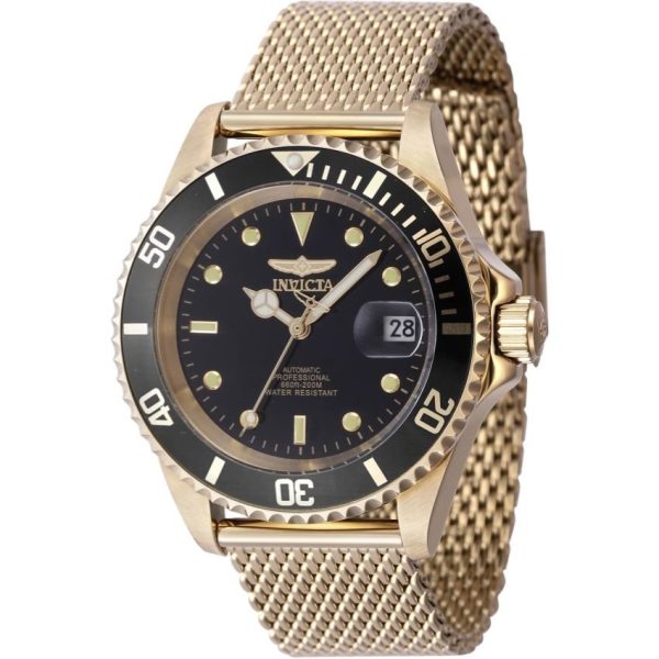 Invicta Men’s Pro Diver Automatic Black Dial Gold Mesh Watch